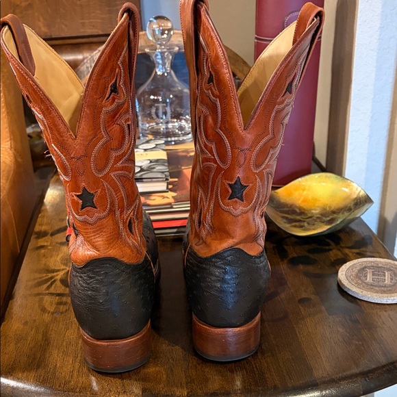 Corral Ostrich Black and Tan Boots 11D - Picture 5 of 14
